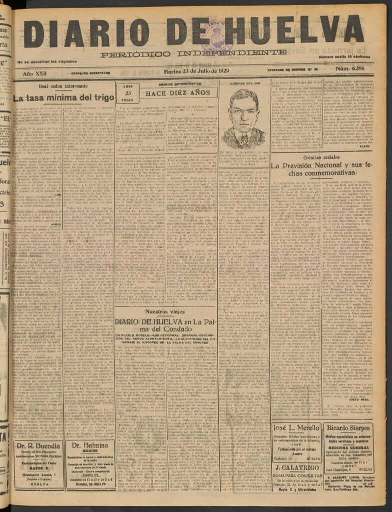Miniatura de Diario de Huelva : periódico independiente del 23 de julio de 1929