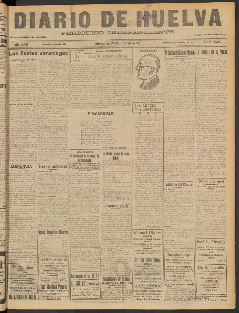 Miniatura de Diario de Huelva : periódico independiente del 24 de julio de 1929