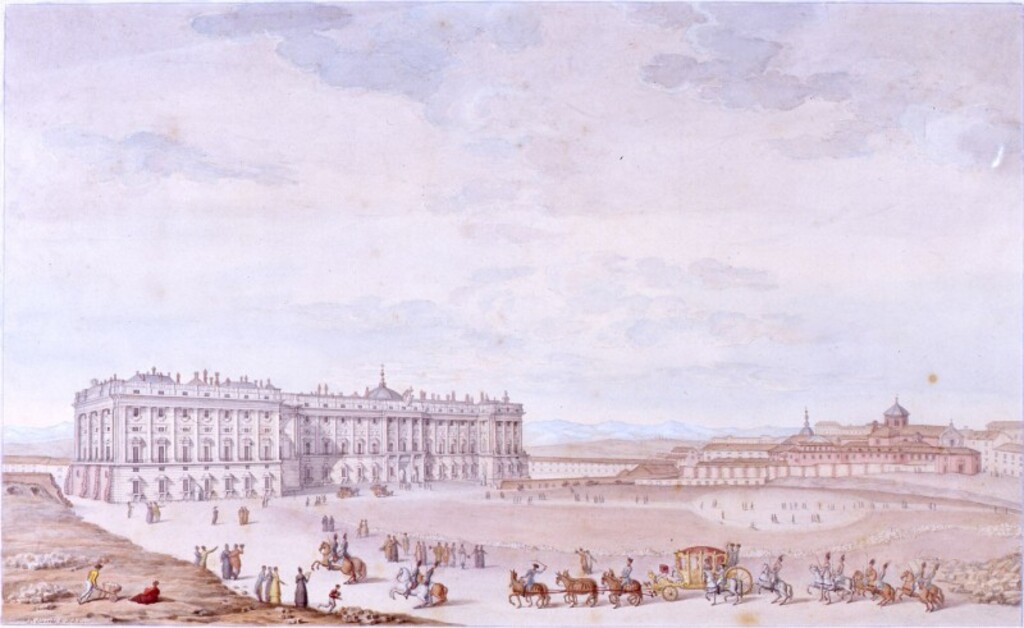Miniatura de Vista del Palacio Real y de la Plaza de Oriente