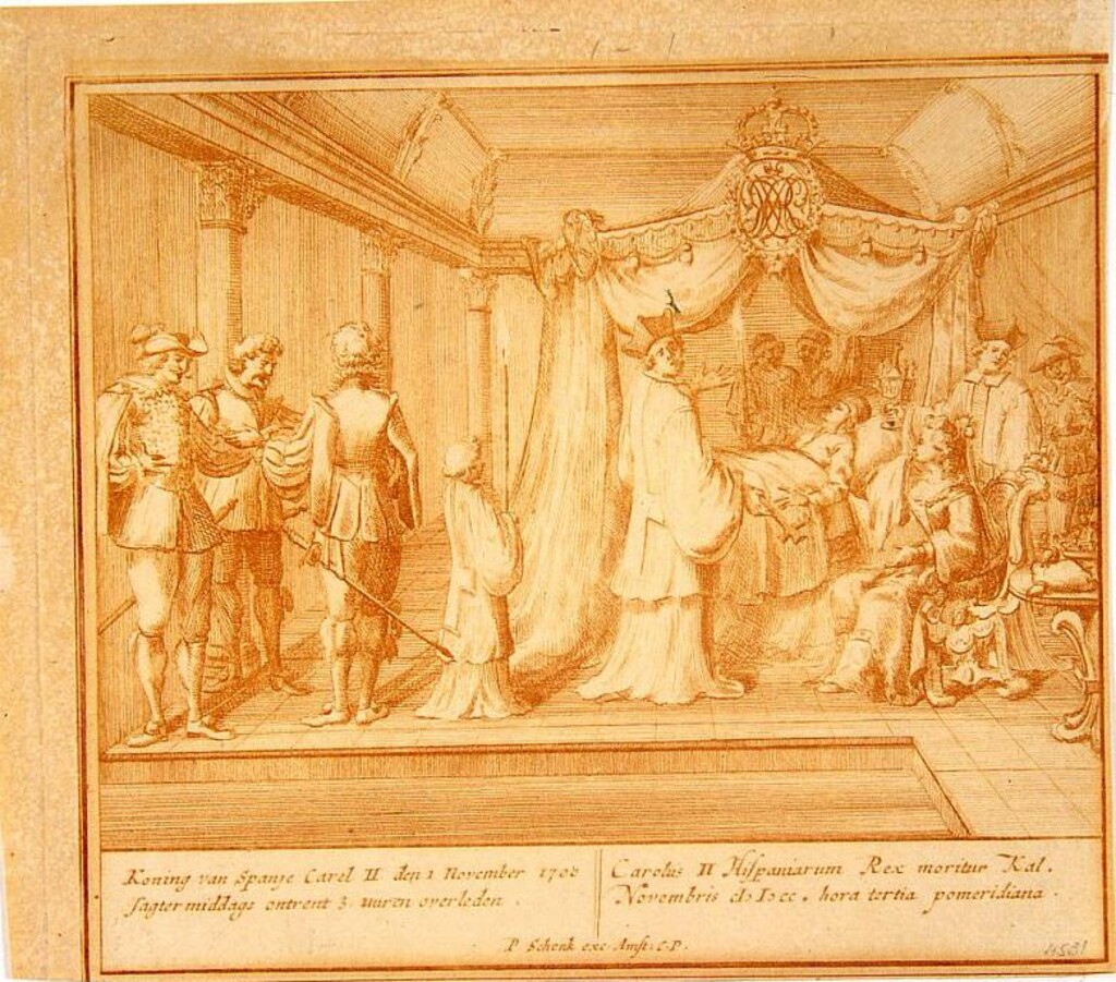 Miniatura de Muerte de Carlos II en Madrid, el 1 de noviembre de 1700