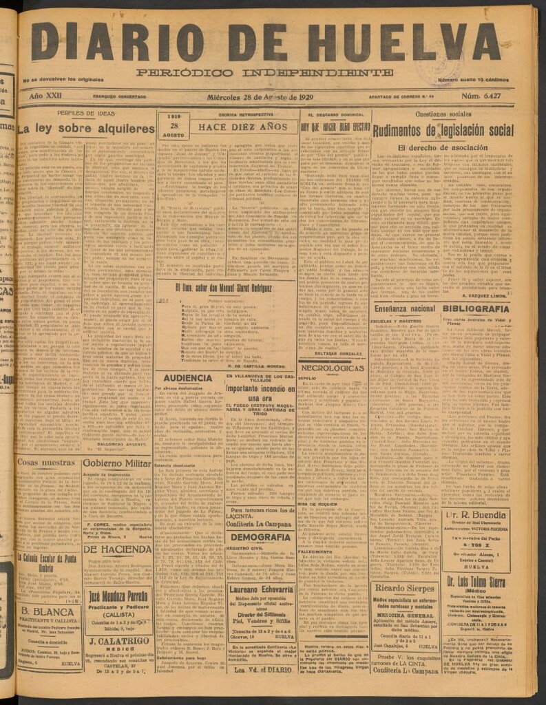 Miniatura de Diario de Huelva : periódico independiente del 28 de agosto de 1929