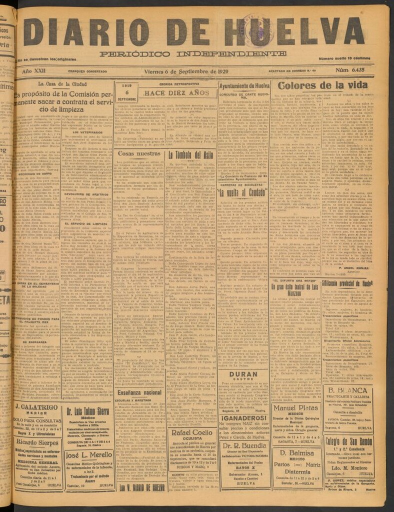 Miniatura de Diario de Huelva : periódico independiente del 6 de septiembre de 1929