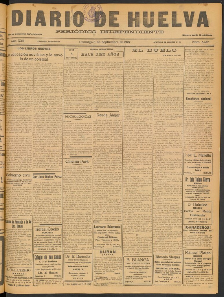 Miniatura de Diario de Huelva : periódico independiente del 8 de septiembre de 1929