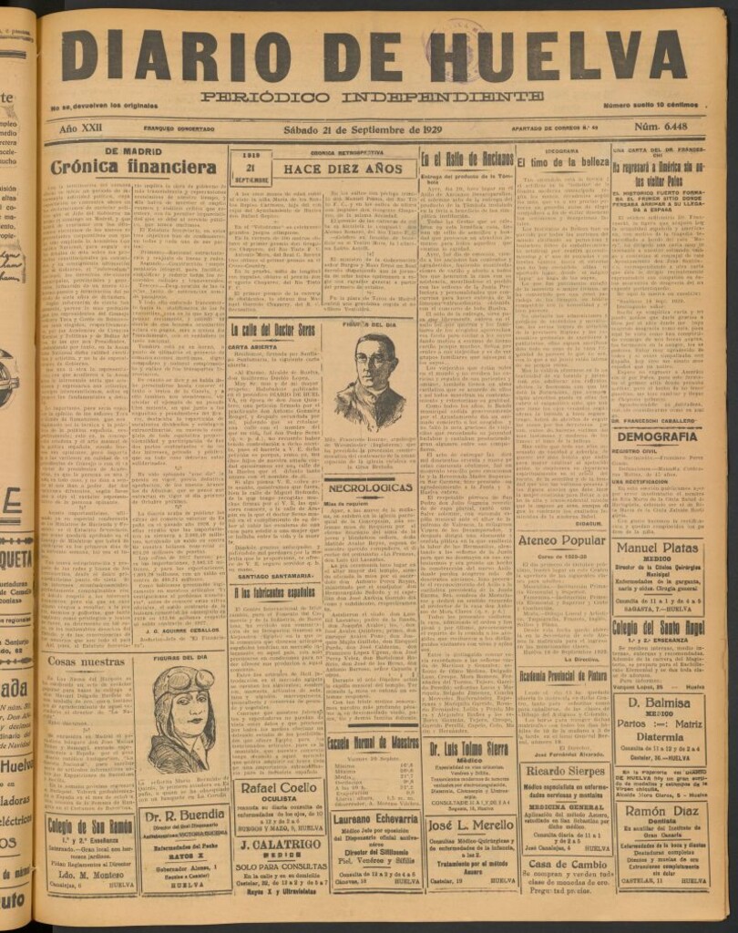 Miniatura de Diario de Huelva : periódico independiente del 21 de septiembre de 1929