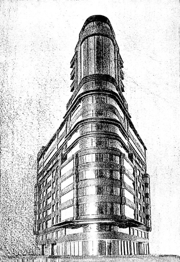 Miniatura de Alzado del proyecto presentado por Luis Martínez Feduchi y Vicente Eced al concurso Carrión