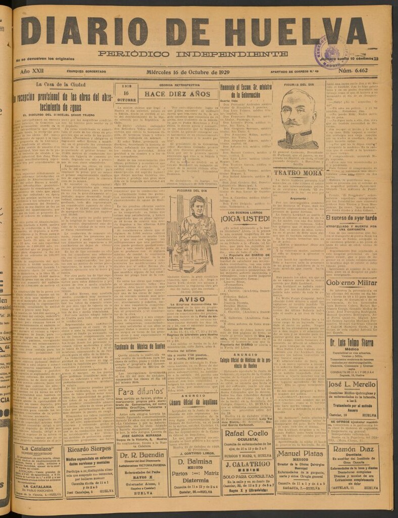 Miniatura de Diario de Huelva : periódico independiente del 16 de octubre de 1929