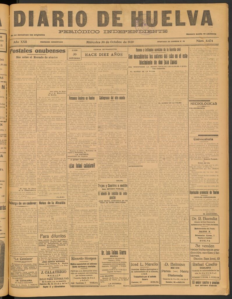 Miniatura de Diario de Huelva : periódico independiente del 30 de octubre de 1929