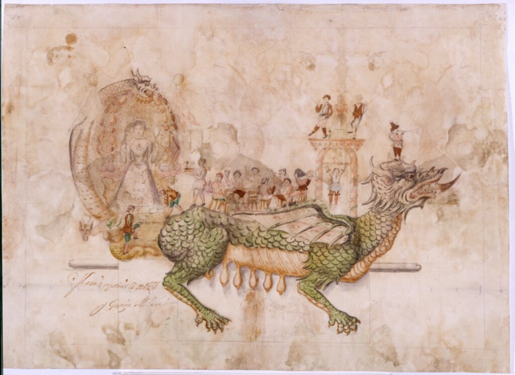 Miniatura de Tarasca con banquete