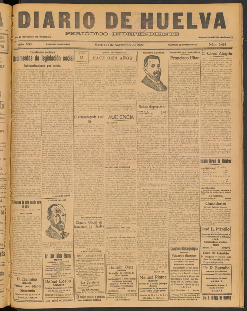Miniatura de Diario de Huelva : periódico independiente del 12 de noviembre de 1929