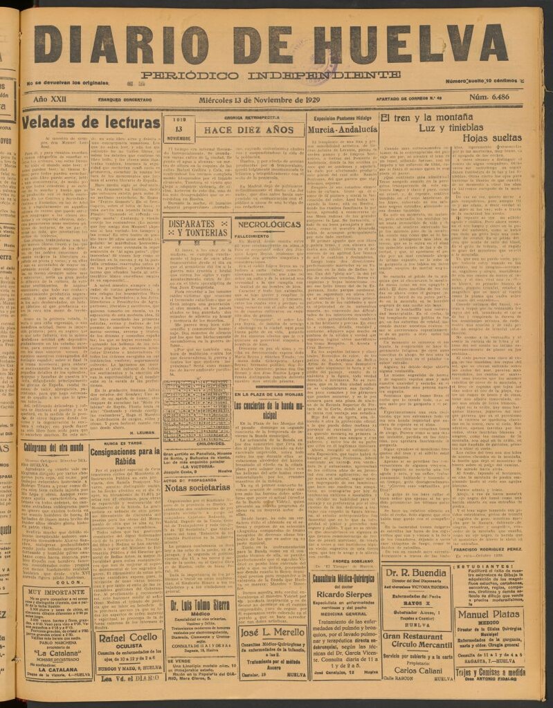 Miniatura de Diario de Huelva : periódico independiente del 13 de noviembre de 1929