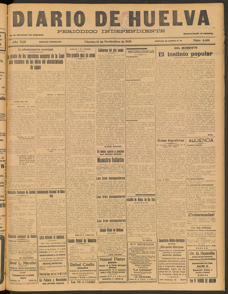 Miniatura de Diario de Huelva : periódico independiente del 15 de noviembre de 1929