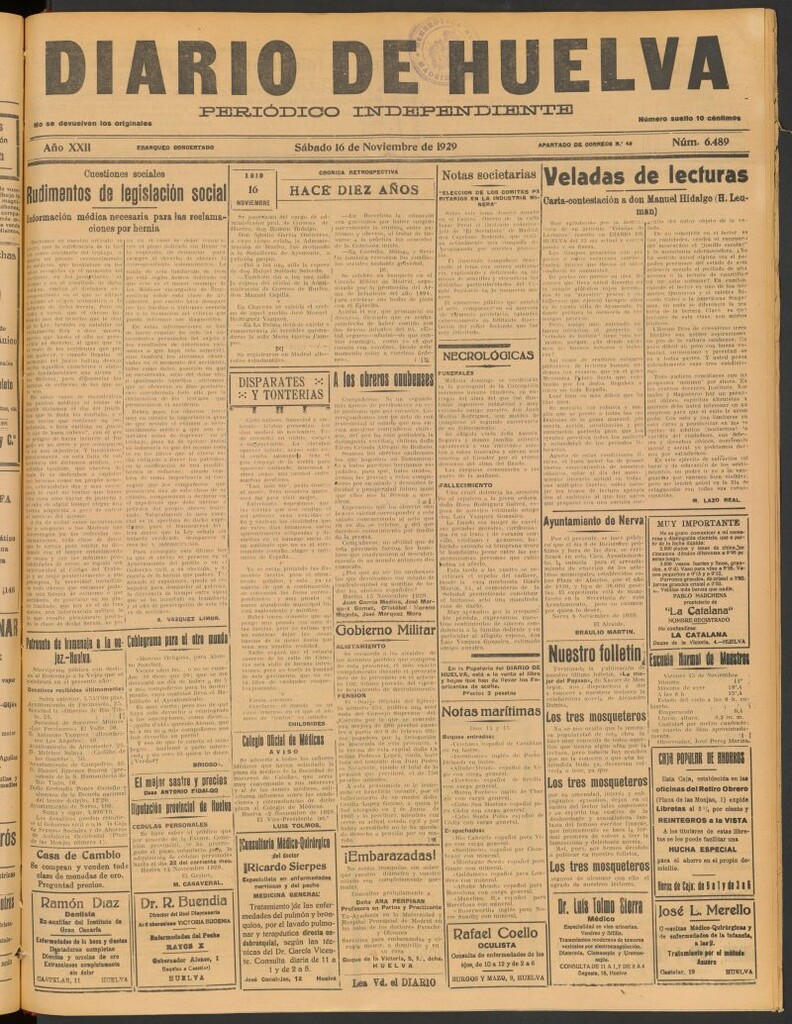 Miniatura de Diario de Huelva : periódico independiente del 16 de noviembre de 1929