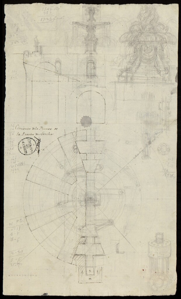 Miniatura de Cimiento de la Fuente de la Puerta de Atocha y alzado general