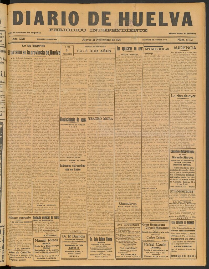 Miniatura de Diario de Huelva : periódico independiente del 21 de noviembre de 1929