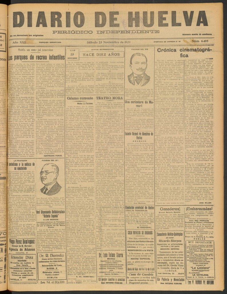 Miniatura de Diario de Huelva : periódico independiente del 23 de noviembre de 1929