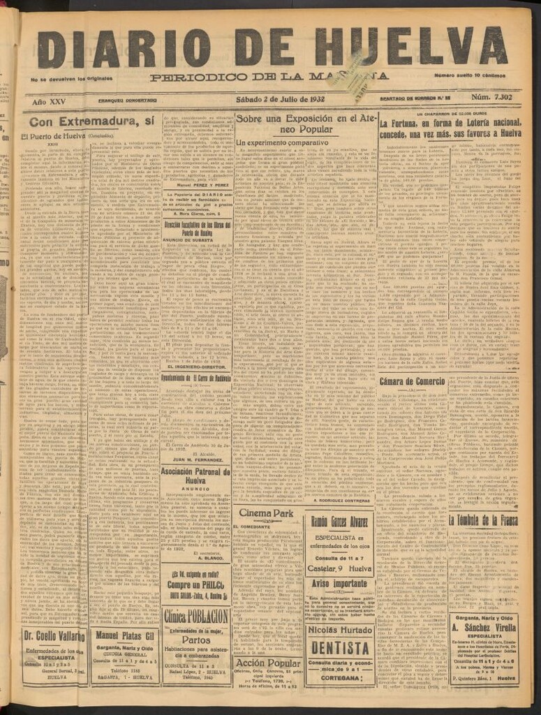 Miniatura de Diario de Huelva : periódico independiente del 2 de julio de 1932
