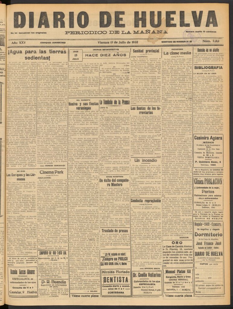 Miniatura de Diario de Huelva : periódico independiente del 15 de julio de 1932