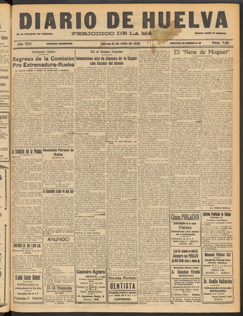 Miniatura de Diario de Huelva : periódico independiente del 21 de julio de 1932