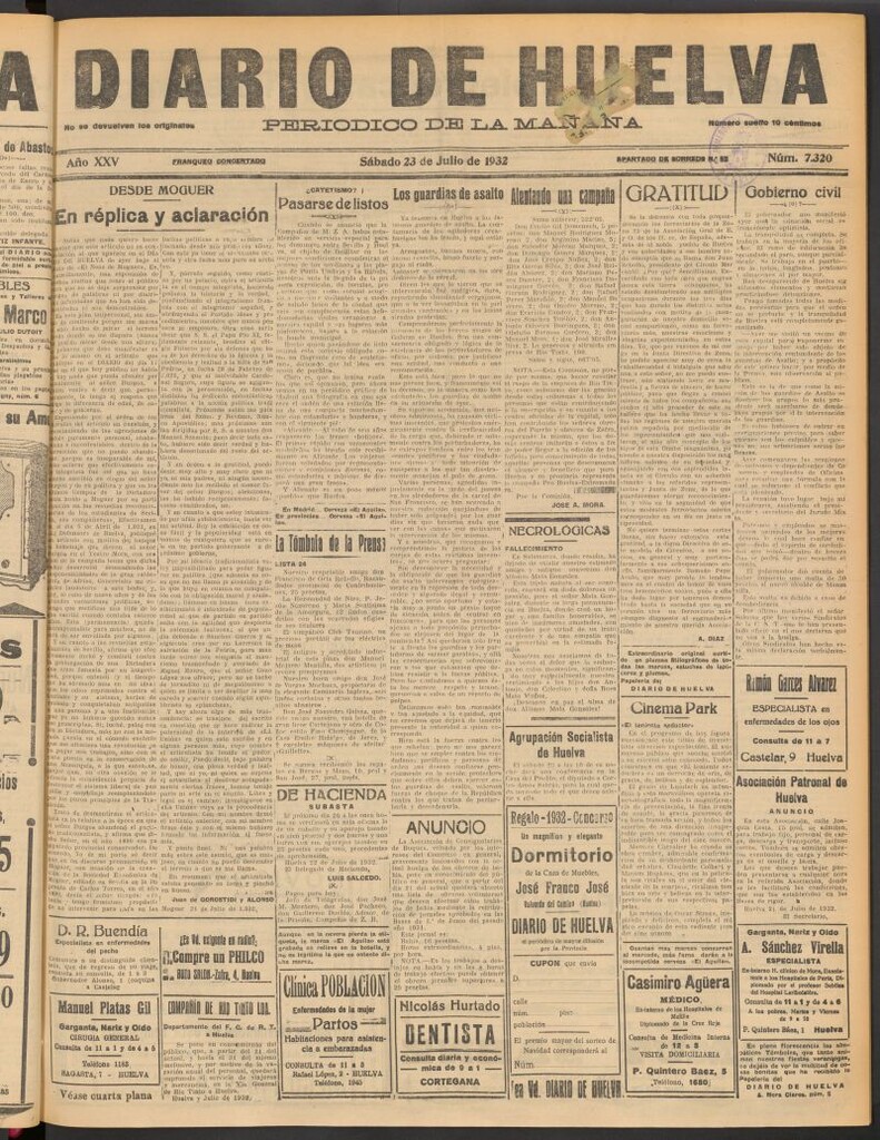 Miniatura de Diario de Huelva : periódico independiente del 23 de julio de 1932