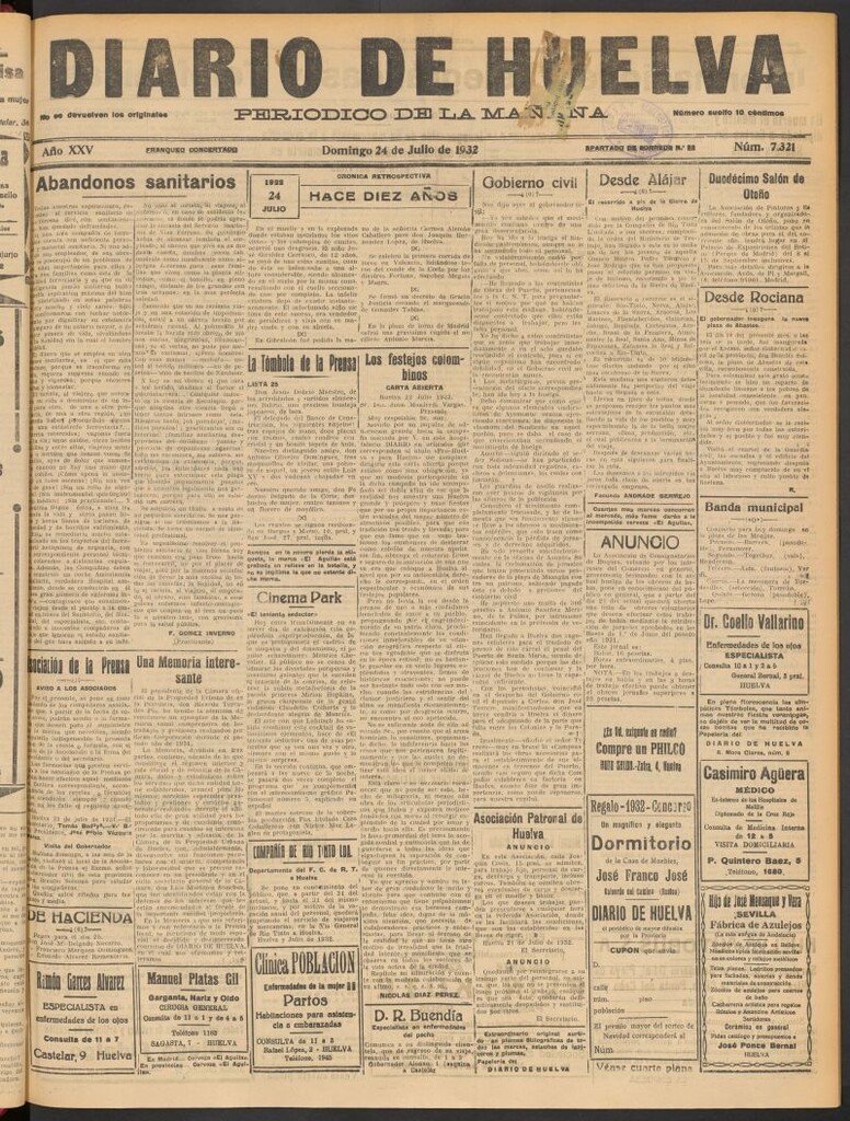 Miniatura de Diario de Huelva : periódico independiente del 24 de julio de 1932