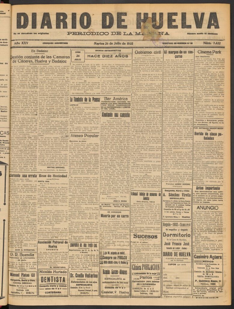 Miniatura de Diario de Huelva : periódico independiente del 26 de julio de 1932