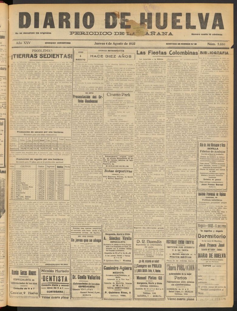 Miniatura de Diario de Huelva : periódico independiente del 4 de agosto de 1932
