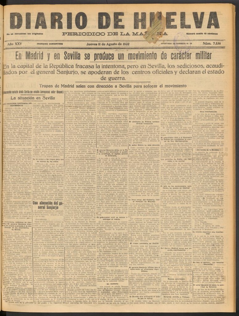 Miniatura de Diario de Huelva : periódico independiente del 11 de agosto de 1932