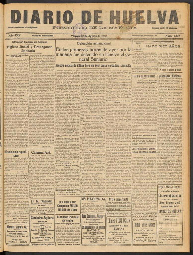 Miniatura de Diario de Huelva : periódico independiente del 12 de agosto de 1932