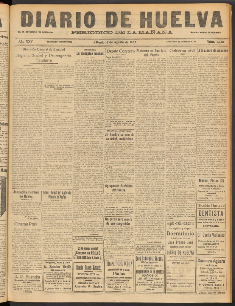 Miniatura de Diario de Huelva : periódico independiente del 13 de agosto de 1932