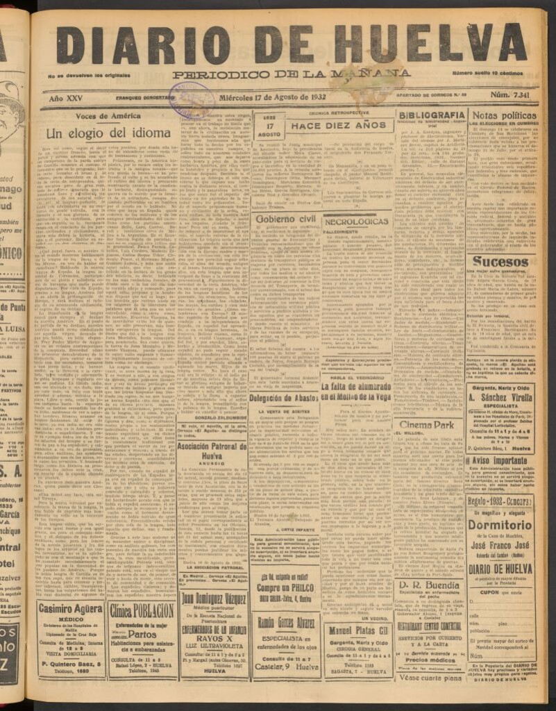Miniatura de Diario de Huelva : periódico independiente del 17 de agosto de 1932