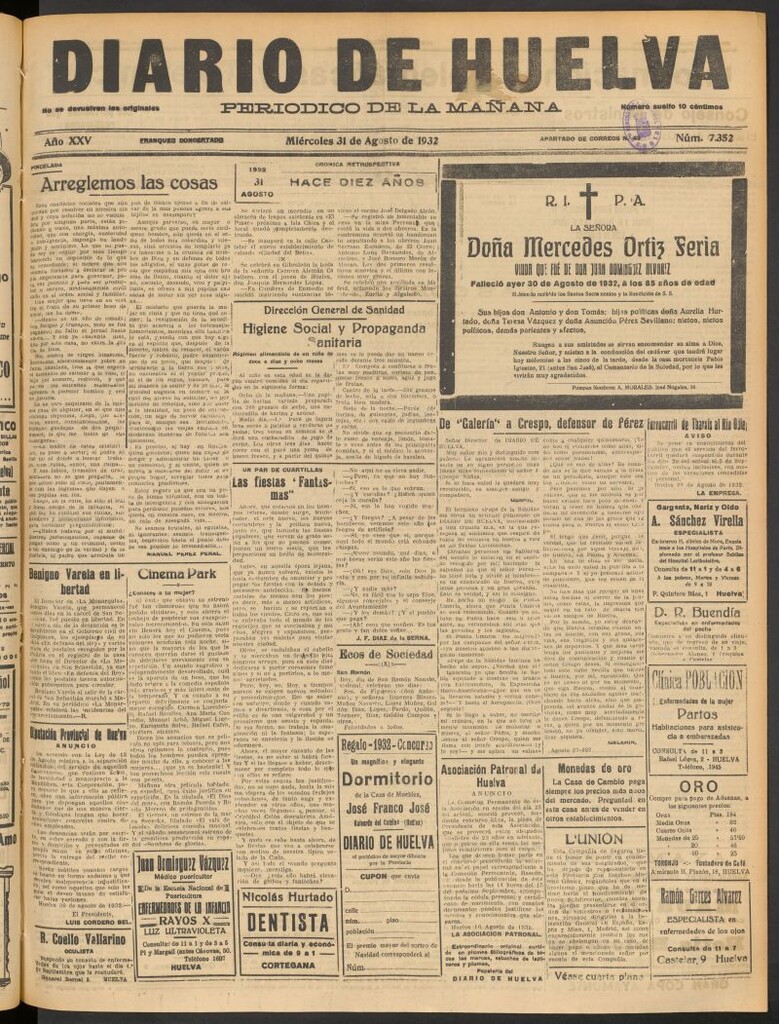 Miniatura de Diario de Huelva : periódico independiente del 31 de agosto de 1932