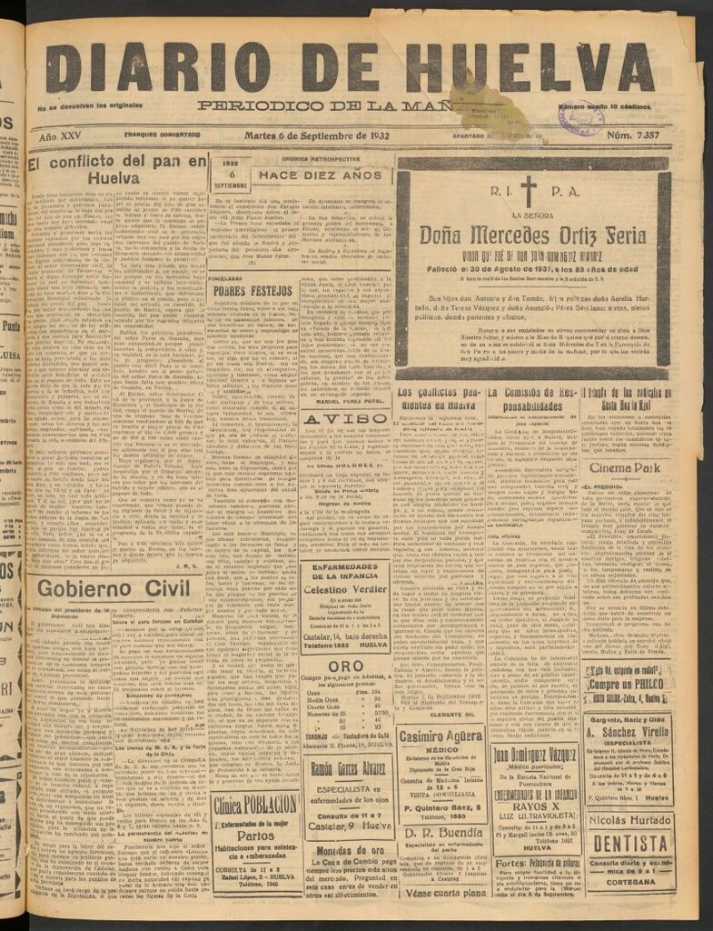 Miniatura de Diario de Huelva : periódico independiente del 6 de septiembre de 1932