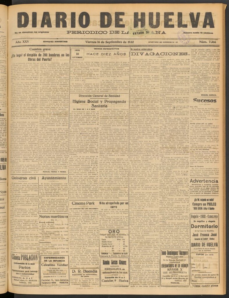 Miniatura de Diario de Huelva : periódico independiente del 16 de septiembre de 1932