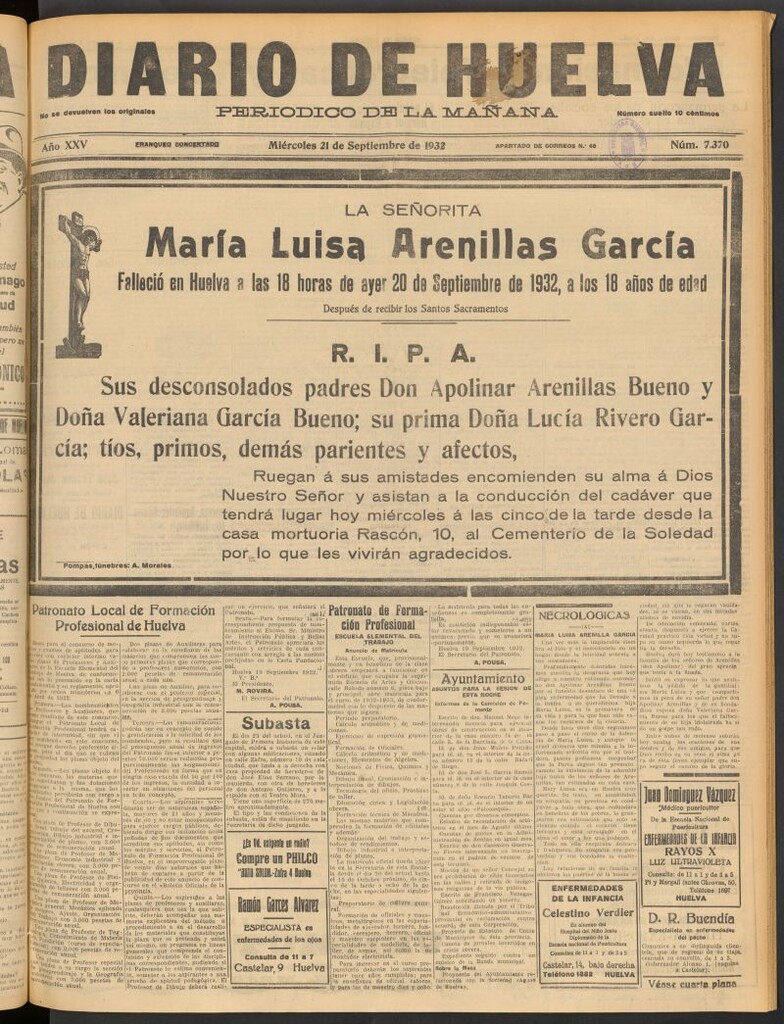 Miniatura de Diario de Huelva : periódico independiente del 21 de septiembre de 1932