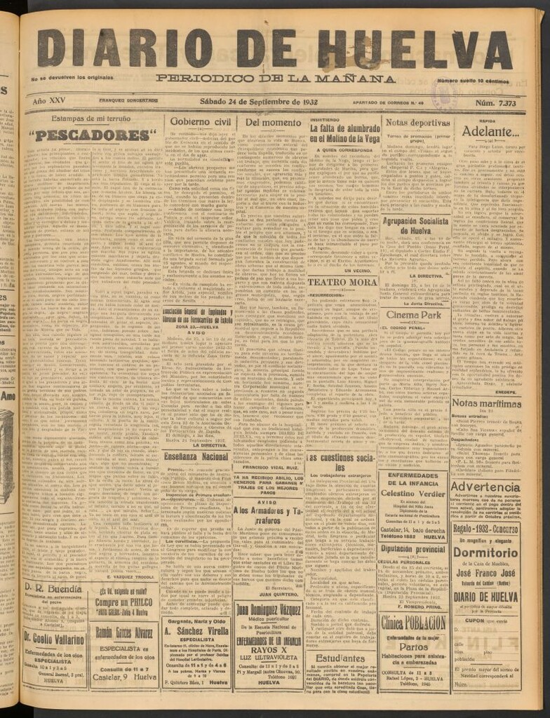Miniatura de Diario de Huelva : periódico independiente del 24 de septiembre de 1932