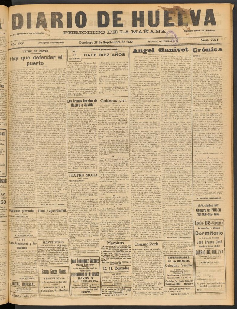 Miniatura de Diario de Huelva : periódico independiente del 25 de septiembre de 1932