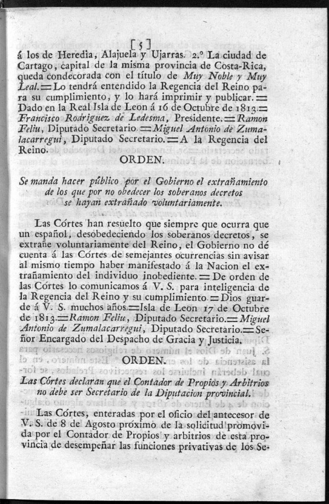 Miniatura de Se manda hacer púcblico por el Gobierno el extrañamiento de los que por no obedecer los soberanos decretos se hayan extrañado voluntariamente.