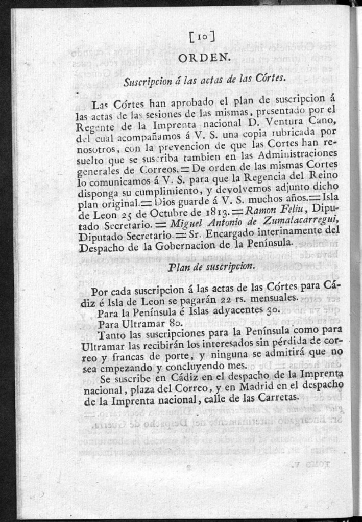 Miniatura de Suscripción á las actas de las Cortes.