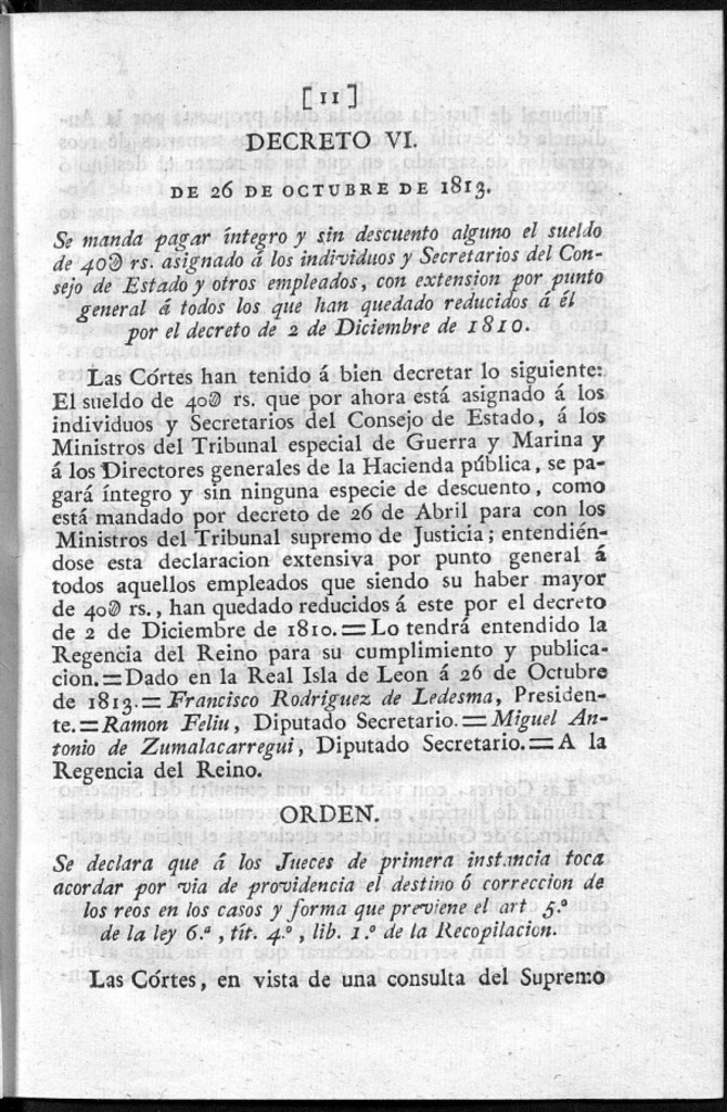 Miniatura de Se declara que á los Jueces de primera instancia toca acordar por vía de providencia el destino ó corrección de los reos en los casos y forma que previene el art 5º de la ley 6º, tit. 4º, lib. 1º de la Recopilacion.