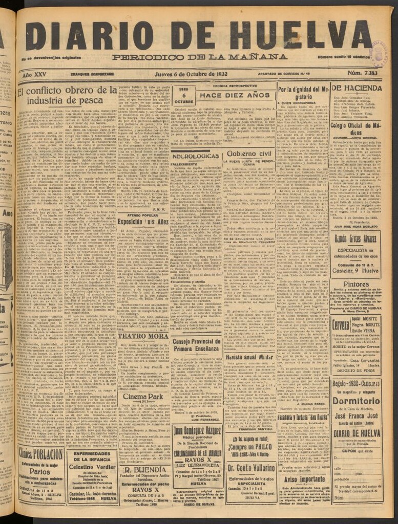 Miniatura de Diario de Huelva : periódico independiente del 6 de octubre de 1932