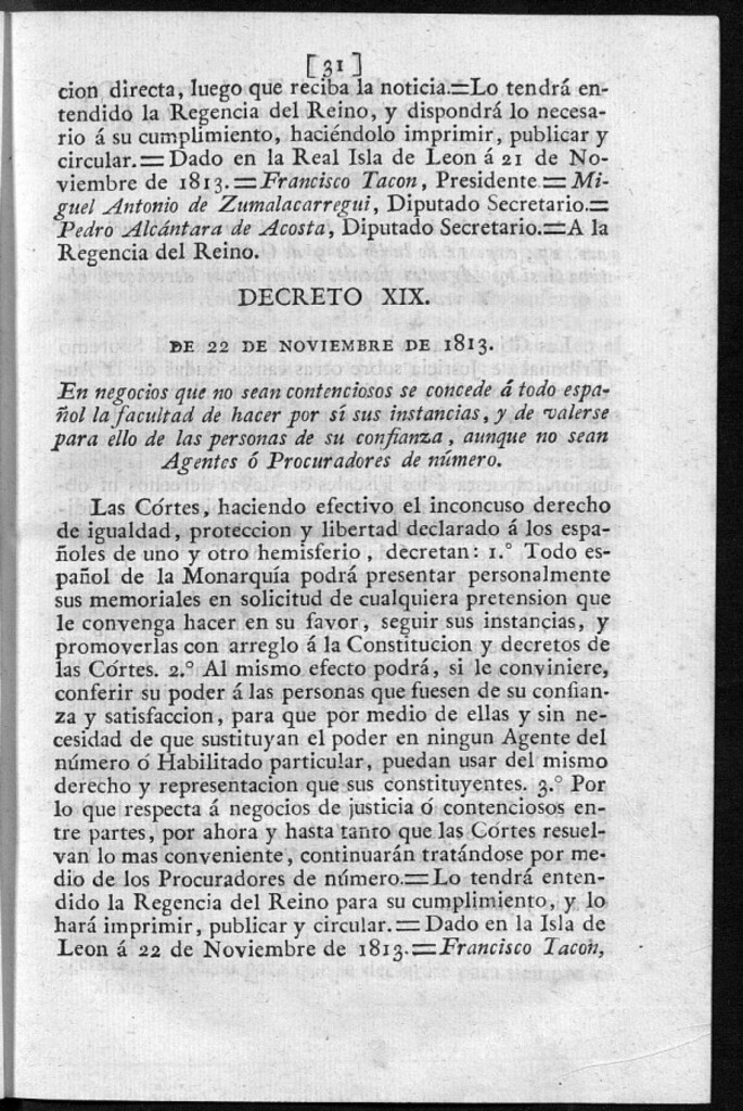 Miniatura de En negocios que no sean contenciosos se concede á todo español la facultad de hacer por sí sus instancias, y de valerse para ello de las personas de su confianza, aunque no sean Agentes ó Procuradores de número.