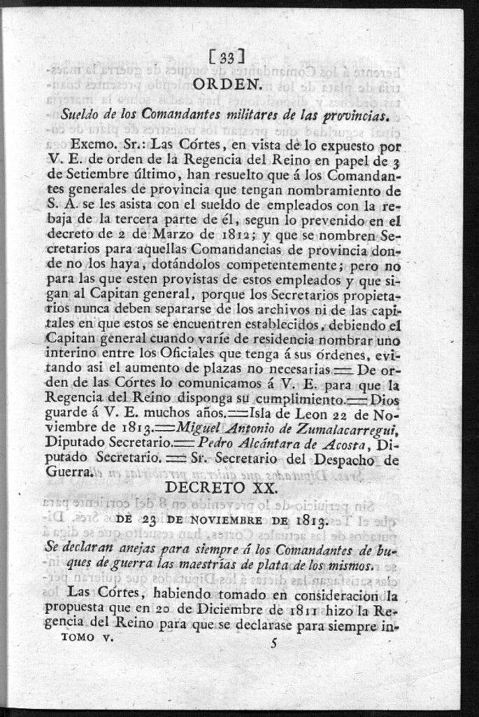 Miniatura de Sueldo de los Comandantes militares de las provincias.