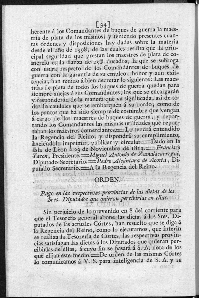 Miniatura de Pago en las respectivas provincias de las dietas de los Sres. Diputados que quieran percibirlas en ellas.