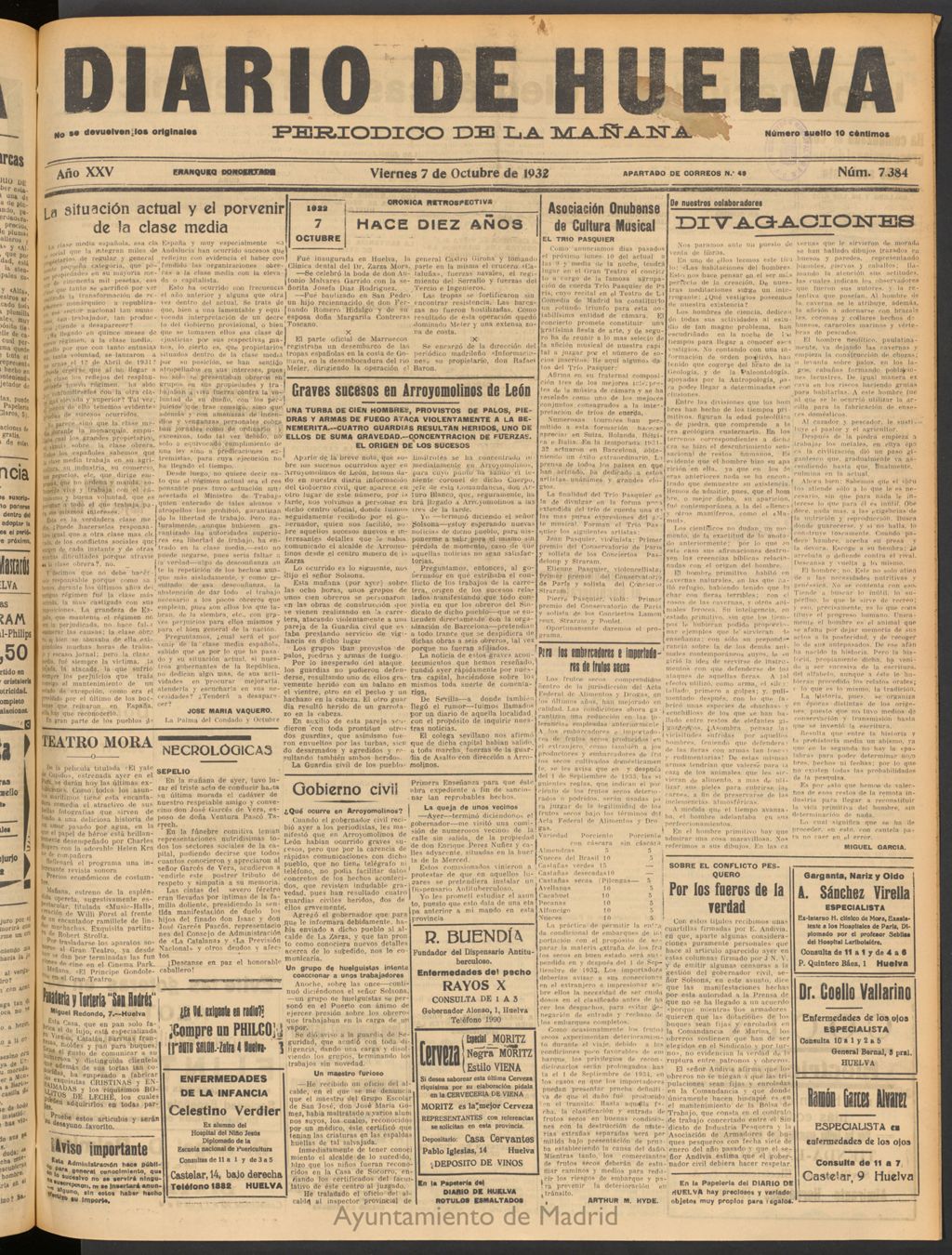 Miniatura de Diario de Huelva : periódico independiente del 7 de octubre de 1932