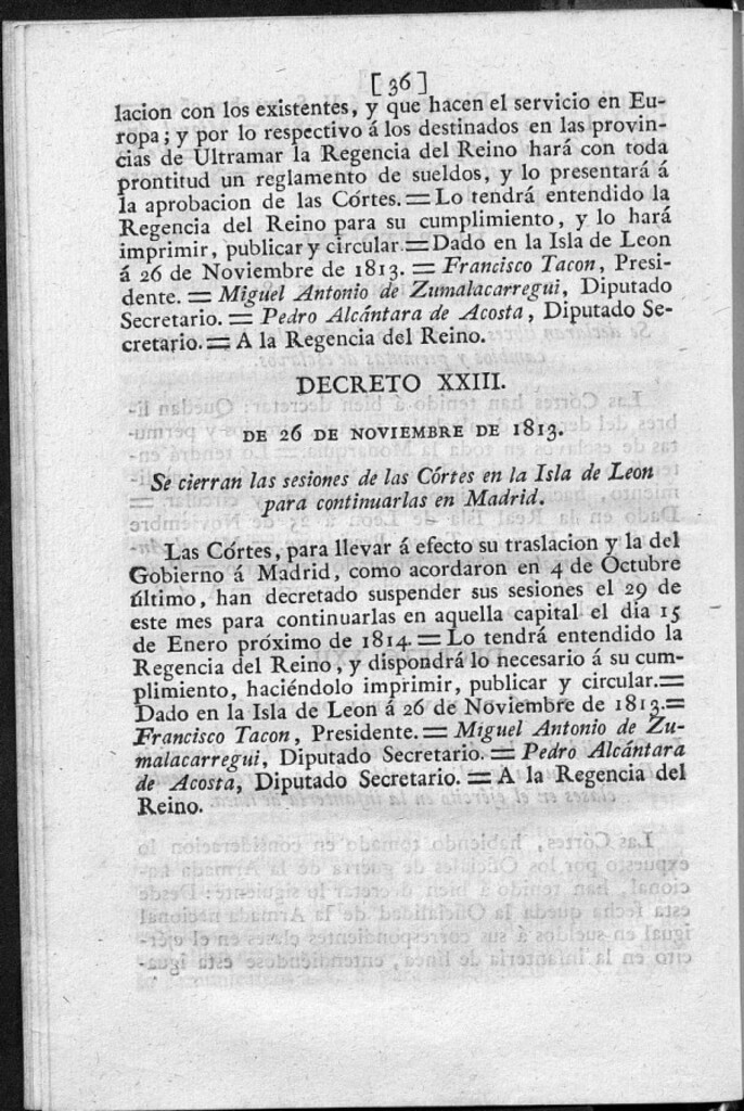 Miniatura de Se cierran las sesiones de las Cortes en la Isla de León para continuarlas en Madrid.