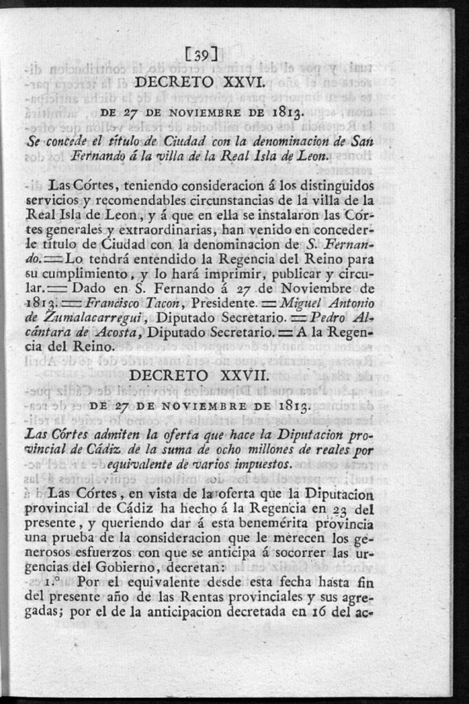 Miniatura de Se concede el título de Ciudad con la denominación de San Fernando á la villa de la Real Isla de León.