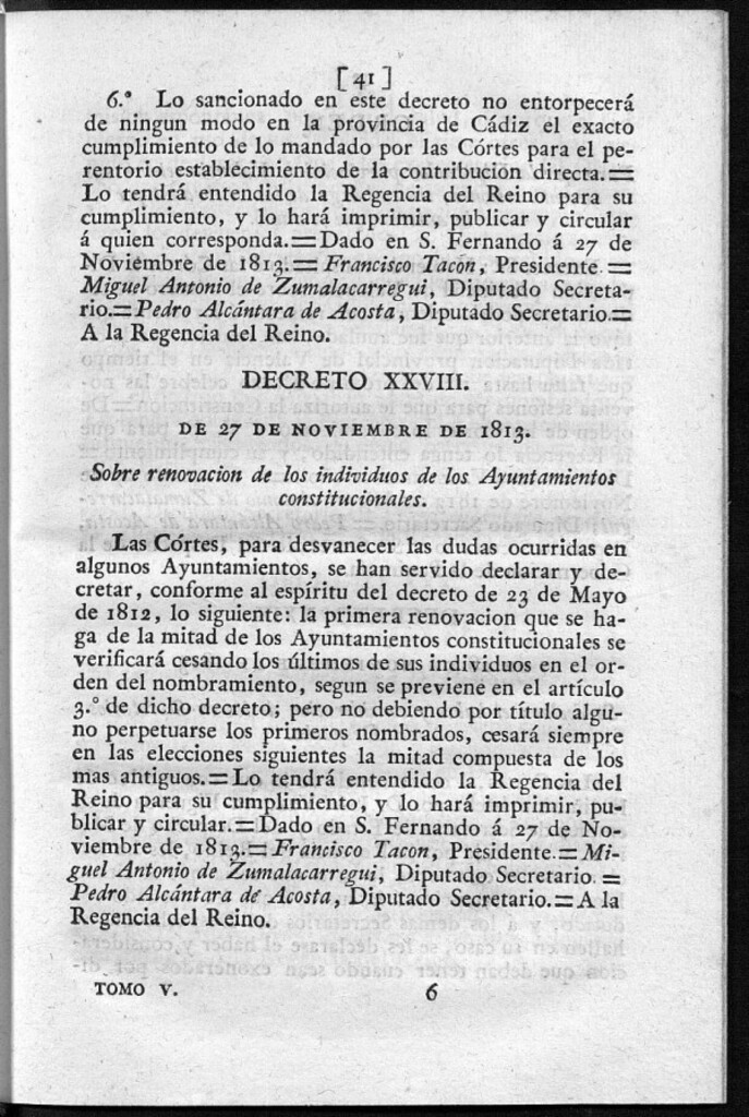 Miniatura de Sobre renovación de los individuos de los Ayuntamientos constitucionales.