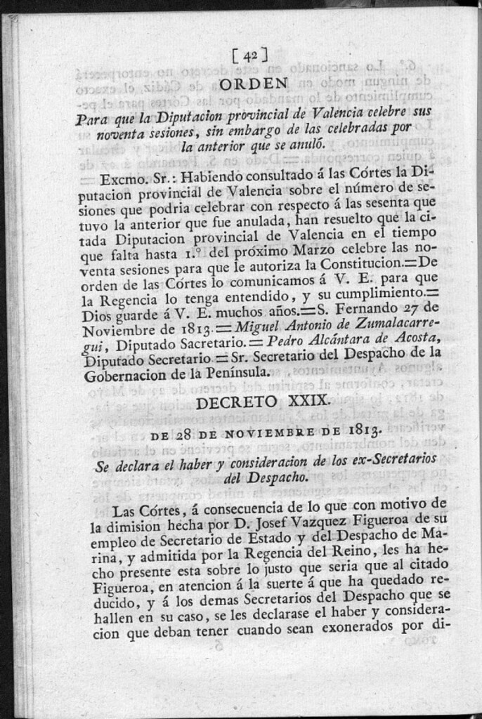 Miniatura de Se declara el haber y consideración de los ex-Secretarios del Despacho.