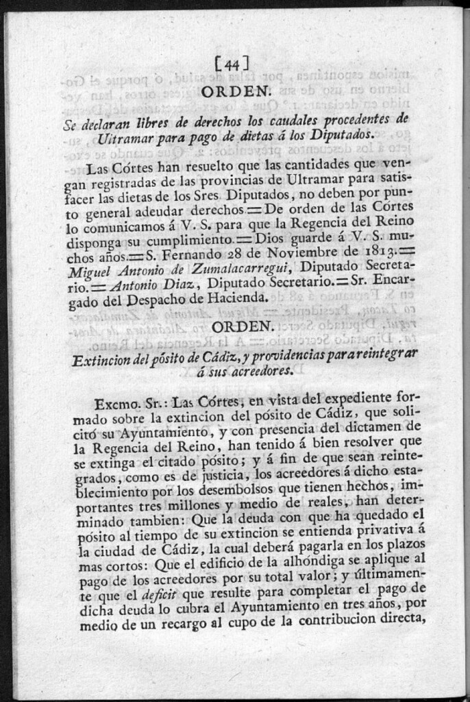 Miniatura de Se declaran libres de derechos los caudales procedentes de Ultramar para pago de dietas á los Diputados.