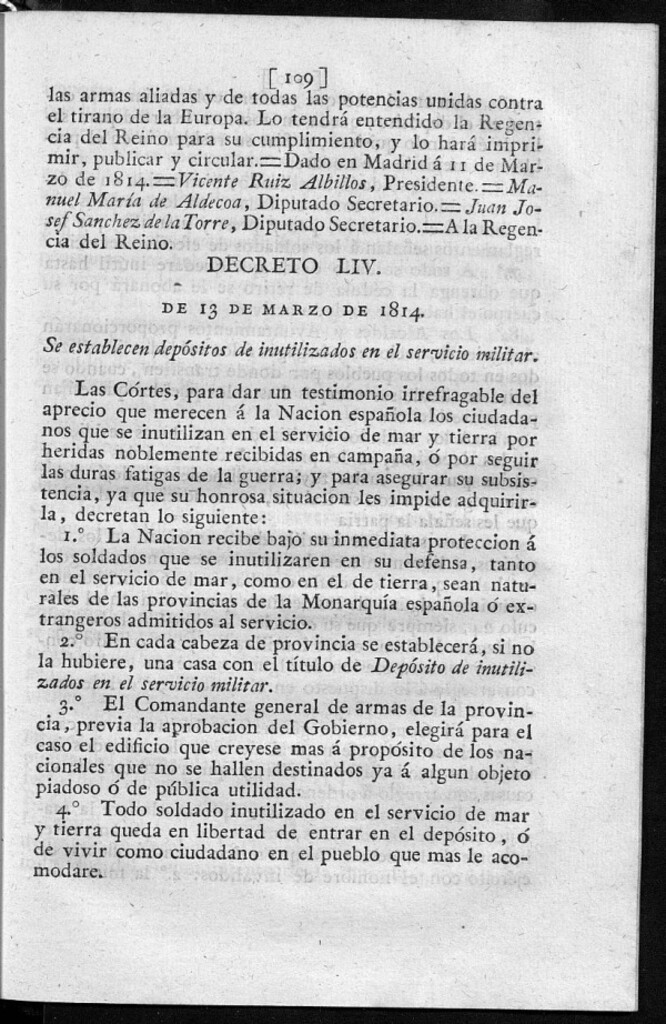 Miniatura de Se establecen depósitos de inutilizados en el servicio militar.